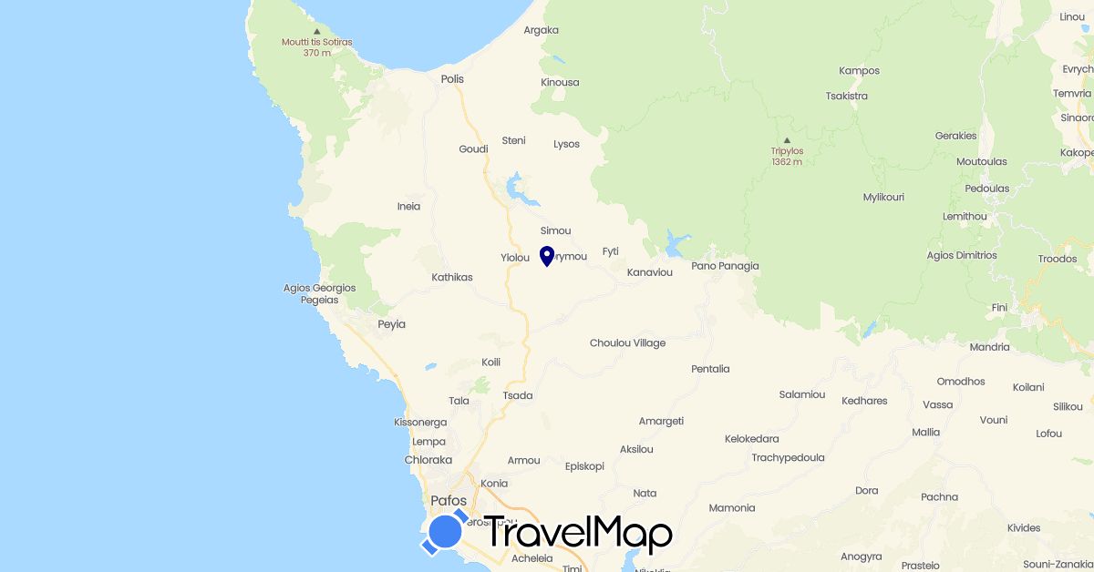 TravelMap itinerary: driving in Cyprus (Asia)